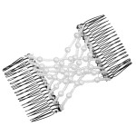 Accesoriu tip glamour pentru prins parul din metal cu pini de insertie si perle PZS011AA - Albe